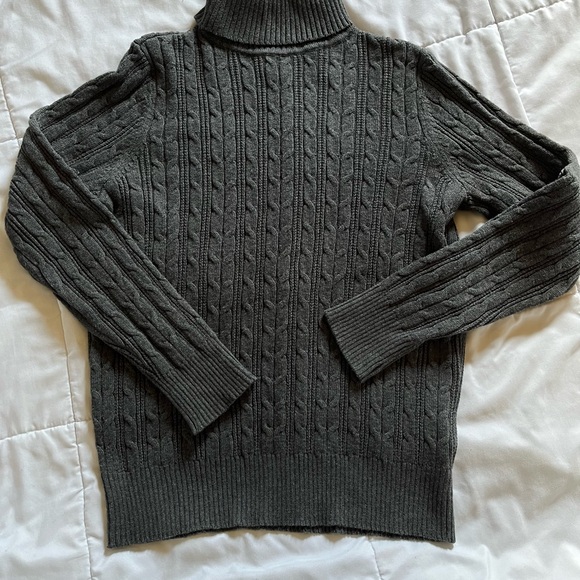 St. John's Bay Sweaters - Dark Gray Cable Knit Turtleneck Sweater